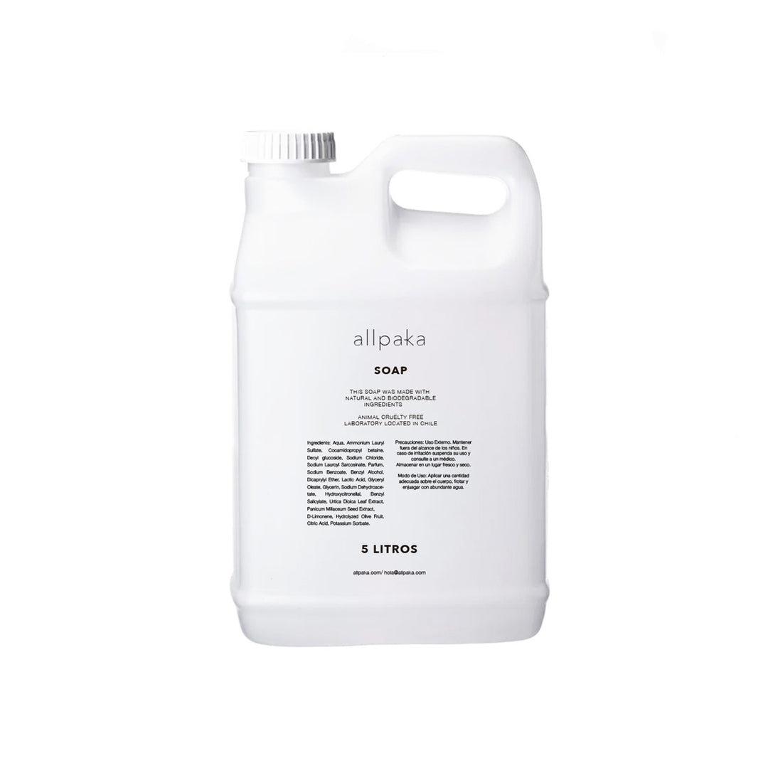 Jabon Liquido natural allpaka hecho en chile Bidon 5 Litros