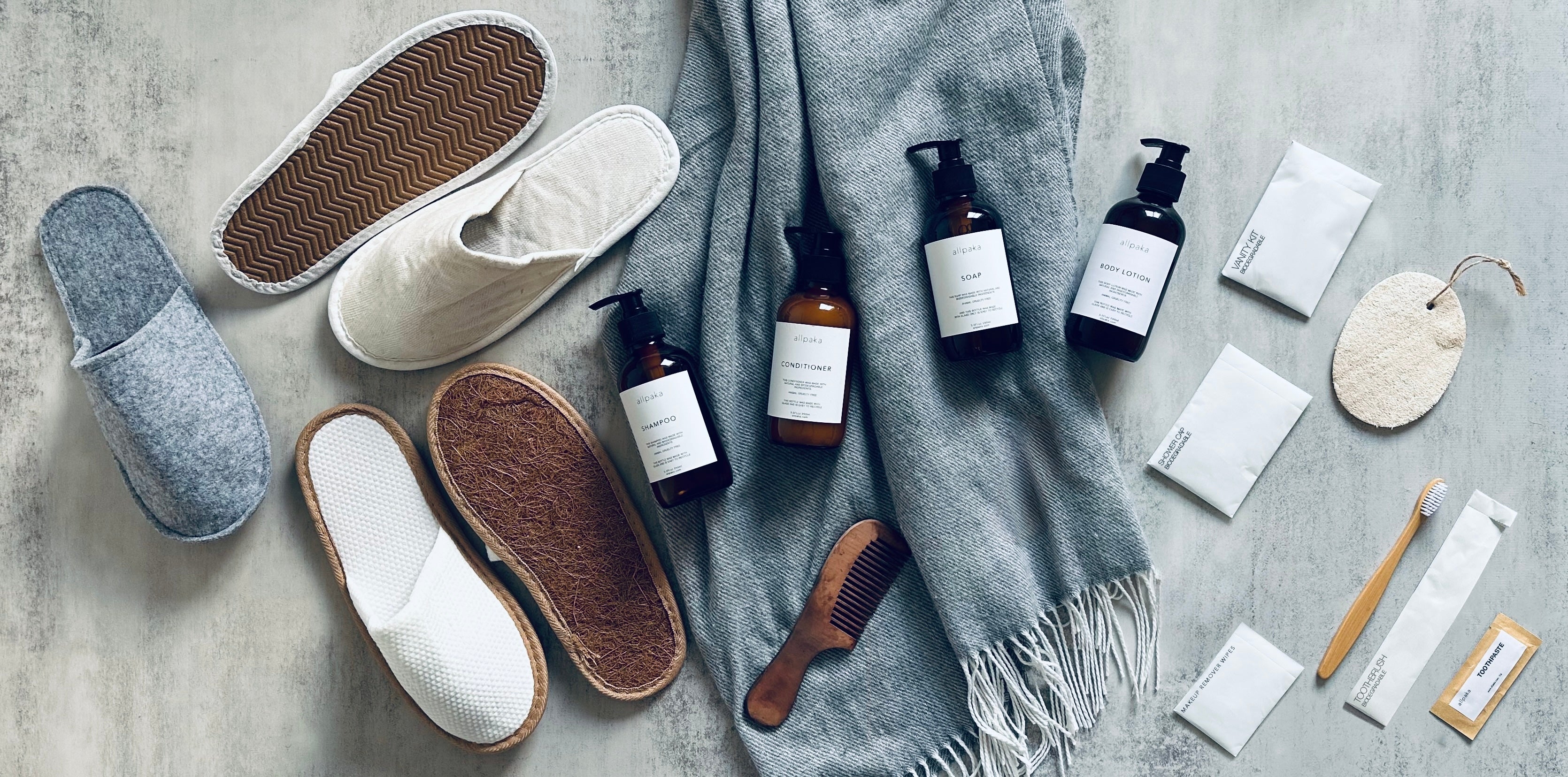 Surtido de productos de allpaka amenities despacho a todo chile